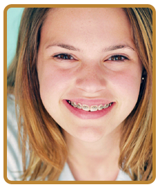 young woman wearing braces and smiling